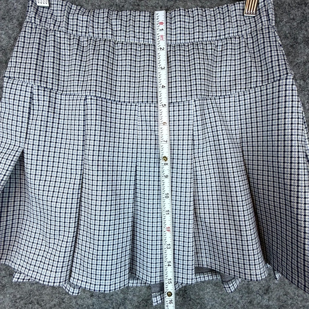 Olive & Oak Tennis Mini Skirt Womens Medium White Blue Plaid Pleated Academia - Picture 3 of 5